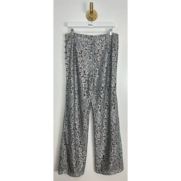 HOUSE OF CB Mara Lace Trousers in Silver Metallic Size Large - Picture 10 of 11